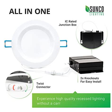 10w 4 ultra-thin recessed ceiling light junction box|sunco ultra thin ceiling lights.